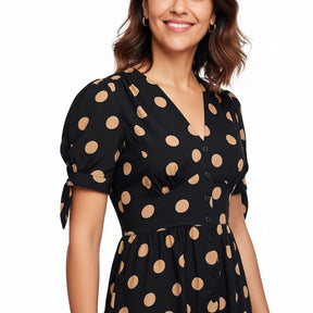 Vestido Midi Elegante com Estampa de Poás - Santorinni