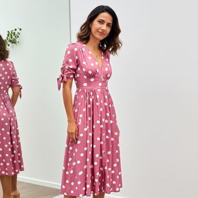Vestido Midi Elegante com Estampa de Poás - Santorinni