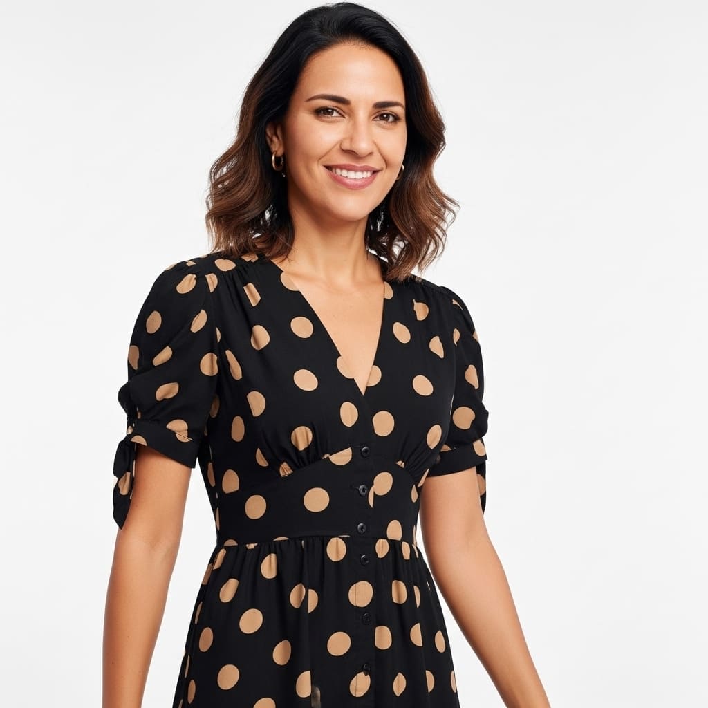 Vestido Midi Elegante com Estampa de Poás - Santorinni