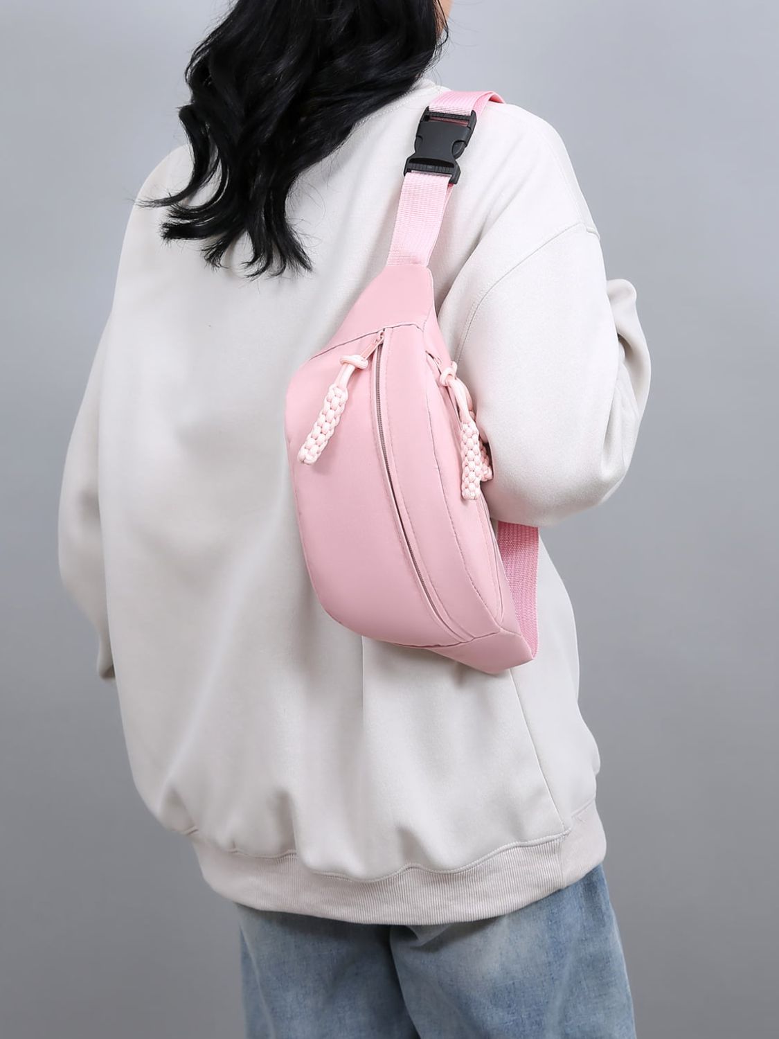 Bolsa transversal de tecido Oxford com alça ajustável