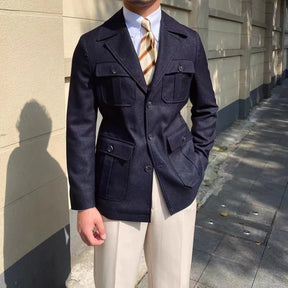 Enzo - Casaco de inverno com gola de sastre, Alta Costura