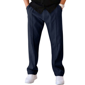 Cómodo pantalón de corte ancho para homem, confeccionado em um material leve e arejado