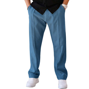 Cómodo pantalón de corte ancho para homem, confeccionado em um material leve e arejado