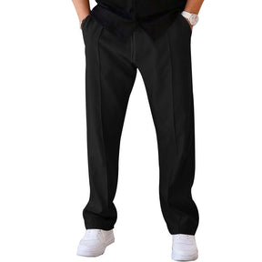 Cómodo pantalón de corte ancho para homem, confeccionado em um material leve e arejado