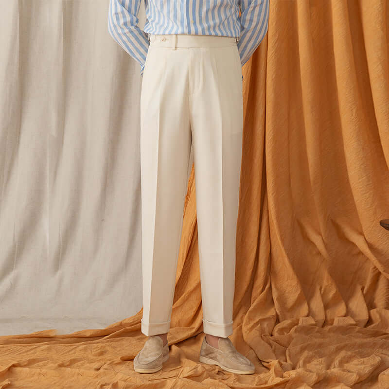 Calças de cintura alta para homens de estilo casual e dinheiro antigo