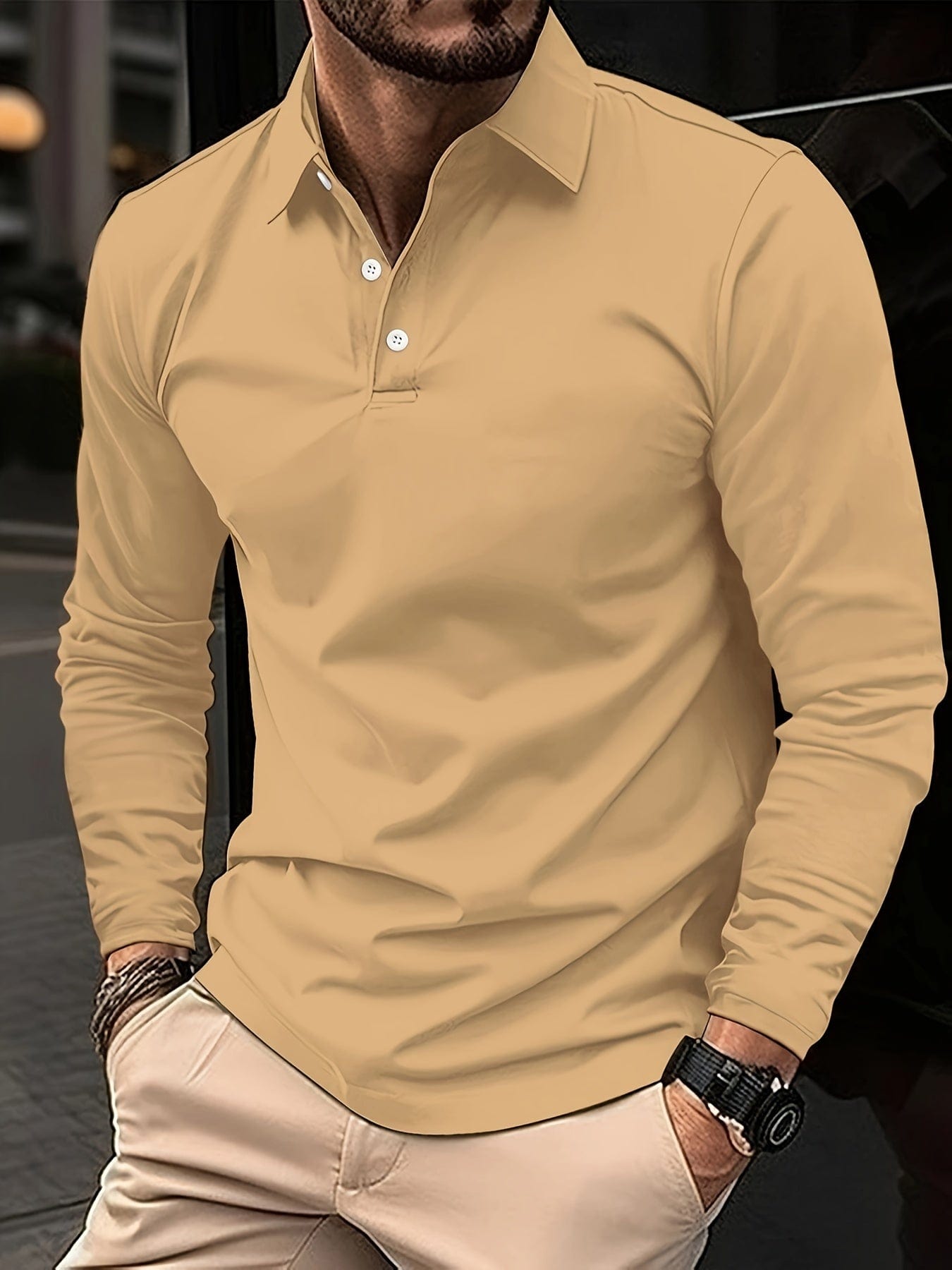 Jarren - Camisa Polo de Manga Longa