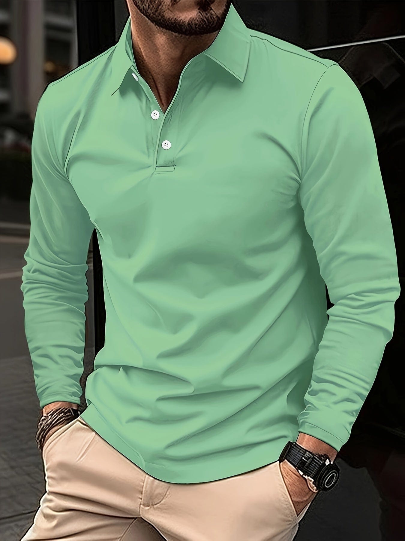 Jarren - Camisa Polo de Manga Longa