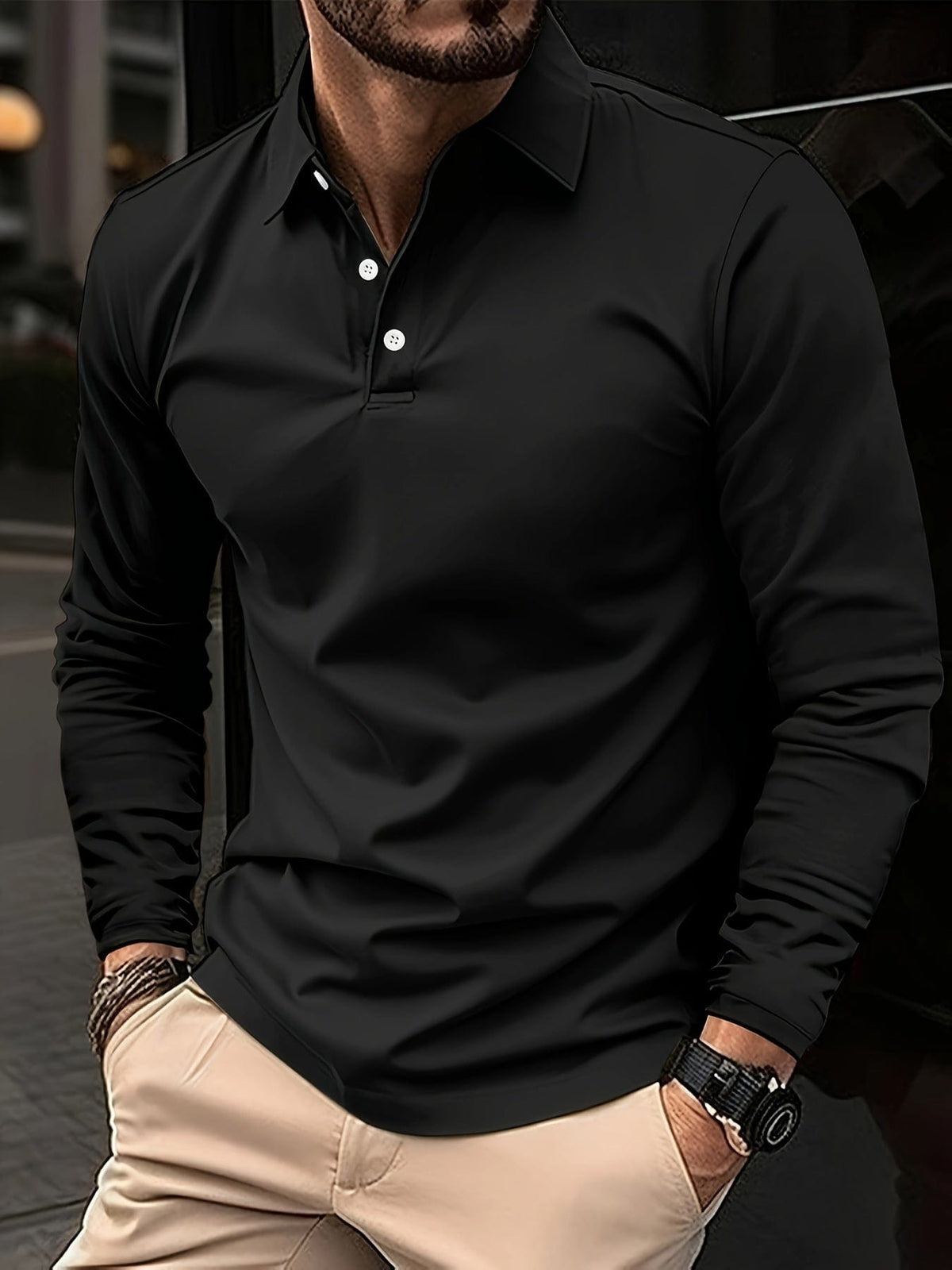 Jarren - Camisa Polo de Manga Longa